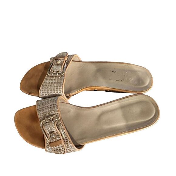 Stuart Weitzman Wooden Plaid Slides - Picture 7 of 11